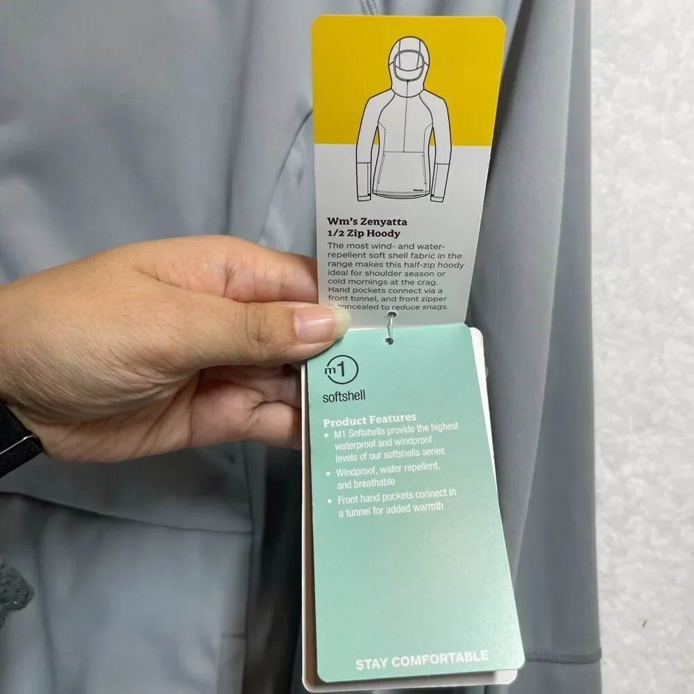 Marmot Womens Zenyatta Hoodie Large Gray Half Zip Softshell Windproof Jacket - Picture 4 of 15